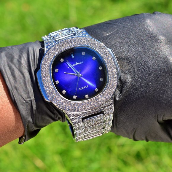 Full Iced Out luxury Watch, Necklace, Bracelet Set - Picture 5 of 6